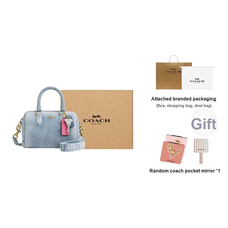 Coach Llavero con Logo Rowan 17 Firma Correa de Hombro Desmontable Ajustable Cierre de Cremallera Bolso Boston de Algodón Bolso Cruzado Mini CDY30-IMNIM