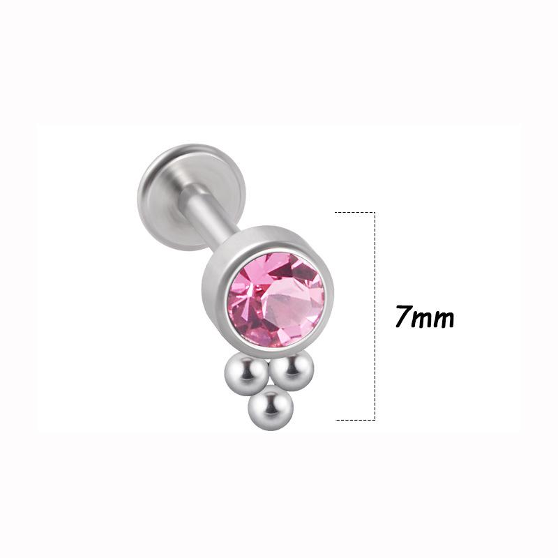 Titanium Steel 1.2 Gauge Crystal Cluster Triangle Lip & Ear Piercing Ring