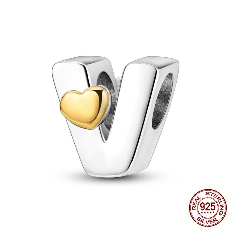 26 A- Z Alphabet Beads Copper Love Letter Charms Fits Original 3Mm Womans Bracelet Bangle Zircon Beads Diy Jewelry Gifts