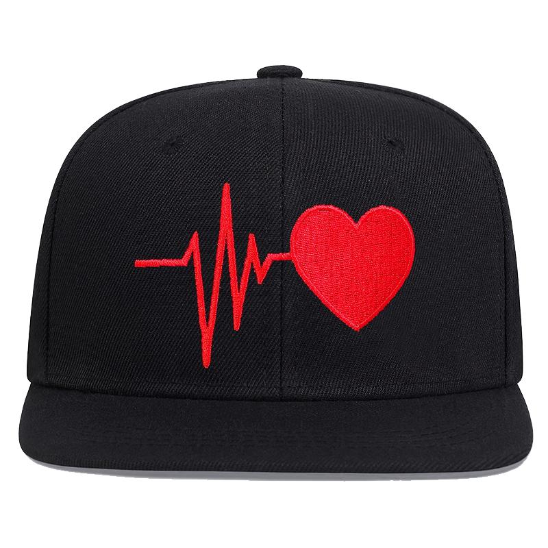 Unisex Heart Electrocardiogram Embroidery Hip-hop Hats Spring Autumn Outdoor Adjustable Casual Baseball Caps Sunscreen Hat