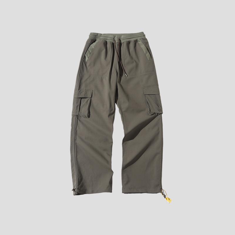 Unisex Windproof Fleece-Lined High-Waisted Utility Pants - Autumn/Winter, Straight Leg, Large Pockets.