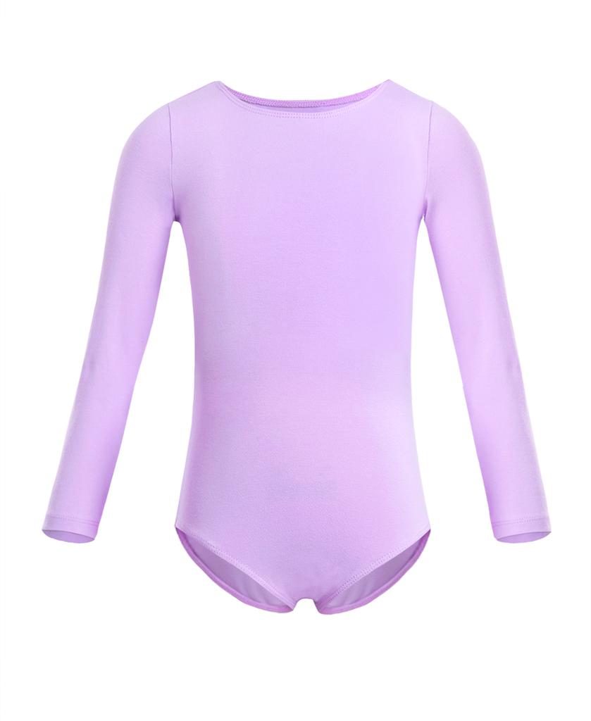 Kids Girls Cotton Long Sleeves Ballet Dance Gymnastics Leotard with Chiffon Skirt Outfit Set