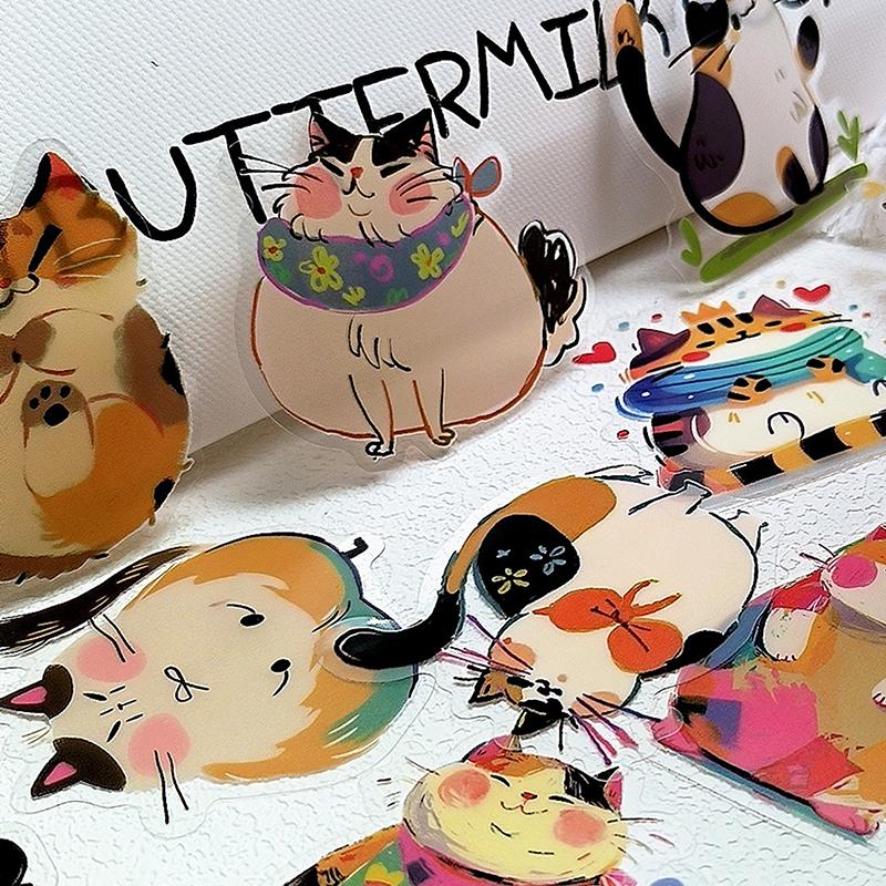 

50Pcs Cartoon Cute Cats Pet Stickers Decals For Phone Laptop Notebook Skateboard Guitar Diy Aesthetic Transparent Stickers A