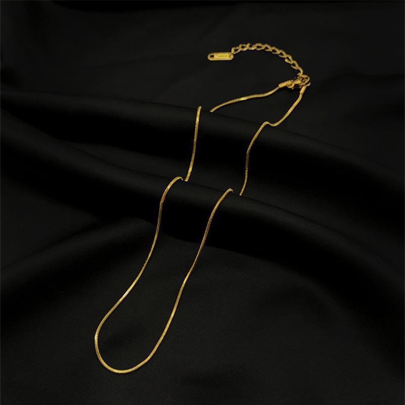 18K Gold-Plated Stainless Steel Round Snake Chain Necklace - New Style