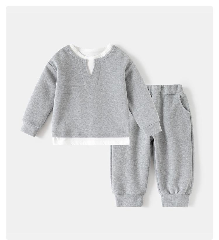 Boys' Spring Two-Piece Outfit: Hoodie and Long Pants Set for Kids