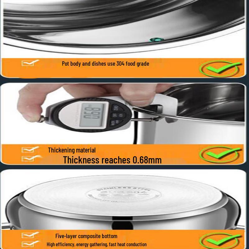 ZISIZ 304 Stainless Steel Steamer Pot