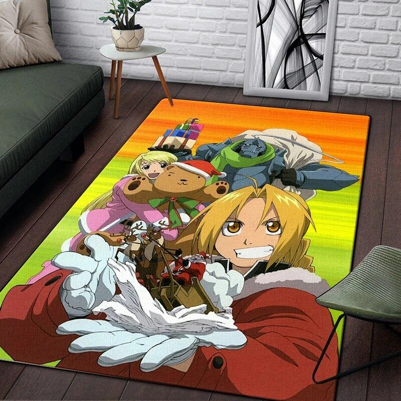 Fullmetal Alchemist Anime Painting Carpet for Living Room Large Area Rug Black Soft Carpet Home Decoration Mats Boho Rugs Picnic