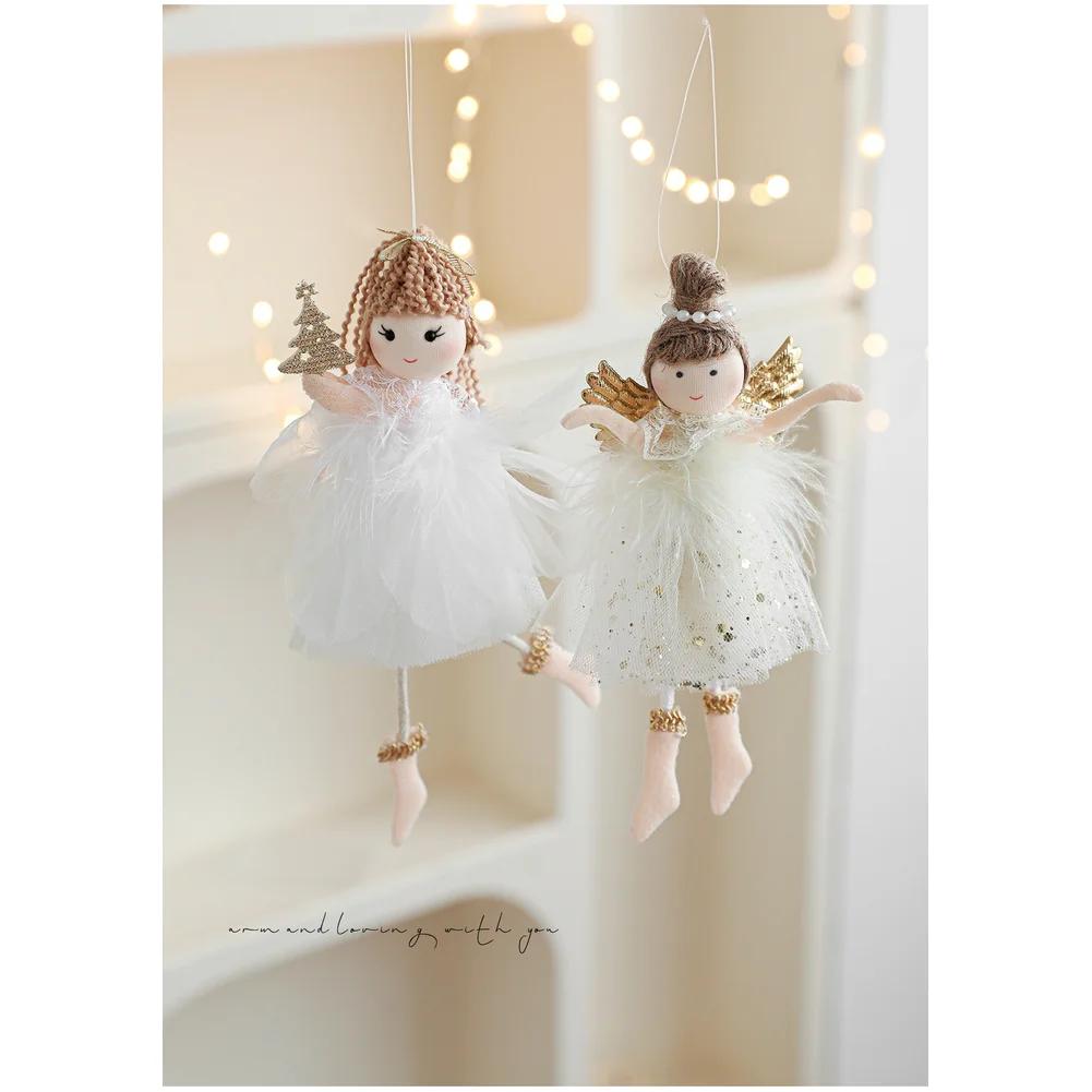 Festive Tree Decor Angel Hanging Decor Christmas Celebration Elegant Mesh Design For Holiday Decor Adorable Angel And Girl Decor