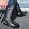 Bundle Mouth Medium Tube Rain Shoes Men's Rain Boots Waterproof Short Overshoes Rubber Shoes Non-slip and Wear-resistant Water Boots Warm Water Shoes