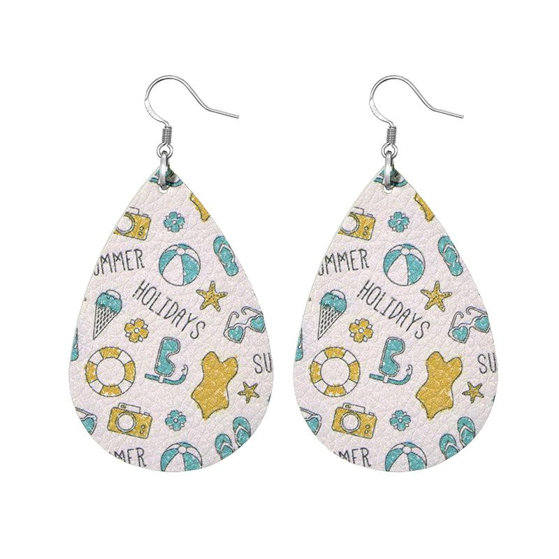Summer Fashion Lightweight Faux Leather Earrings for Women Fruit Leaf Beach Teardrop Drop Dangle Earrings Jewelry Gift Wholesale