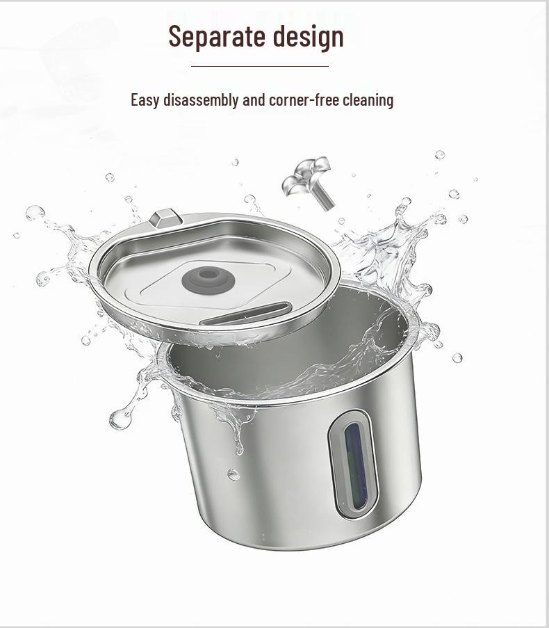 TEMU Smart Stainless Steel Pet Water Fountain - Silent Automatic Cat Water Dispenser