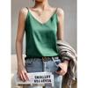 Solid Color Satin V-neck Tank Top for Women Pure Color Satin V-neck Strap Female