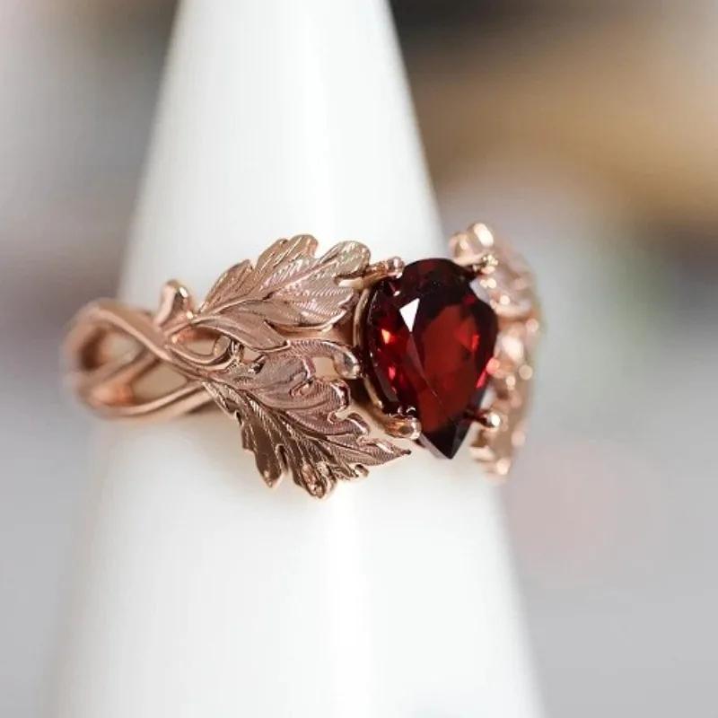 Новый персональный медный набор Zircon Женское кольцо с бесцветными рубиновыми каплями 6