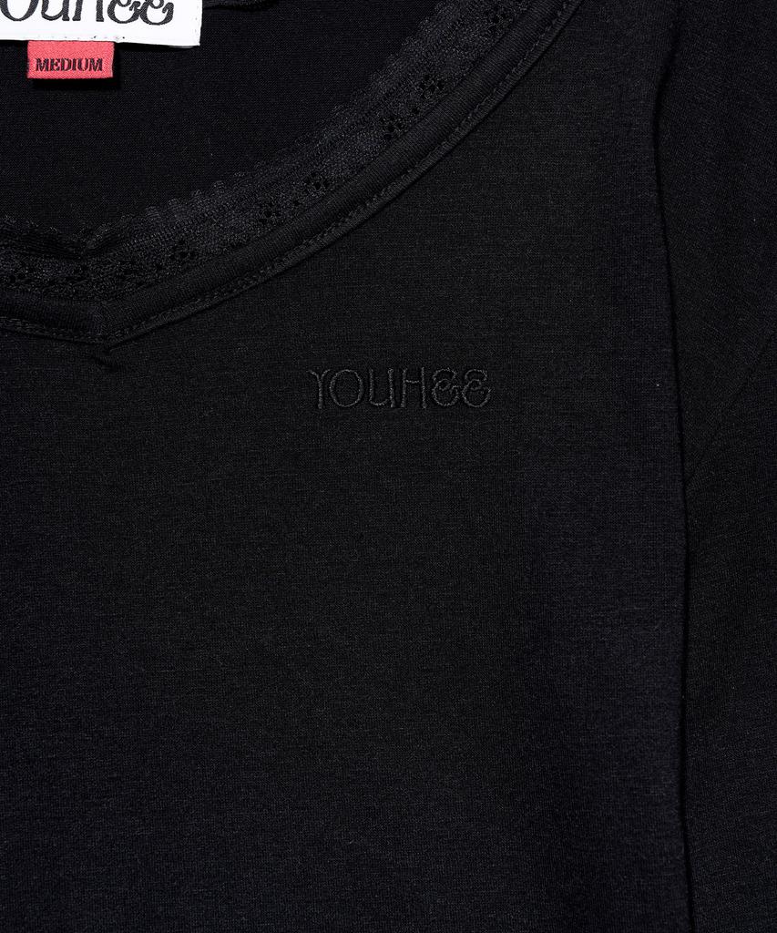 YOUHEE [Worn By Celeb] Lace V-Neck Long Sleeve_Black