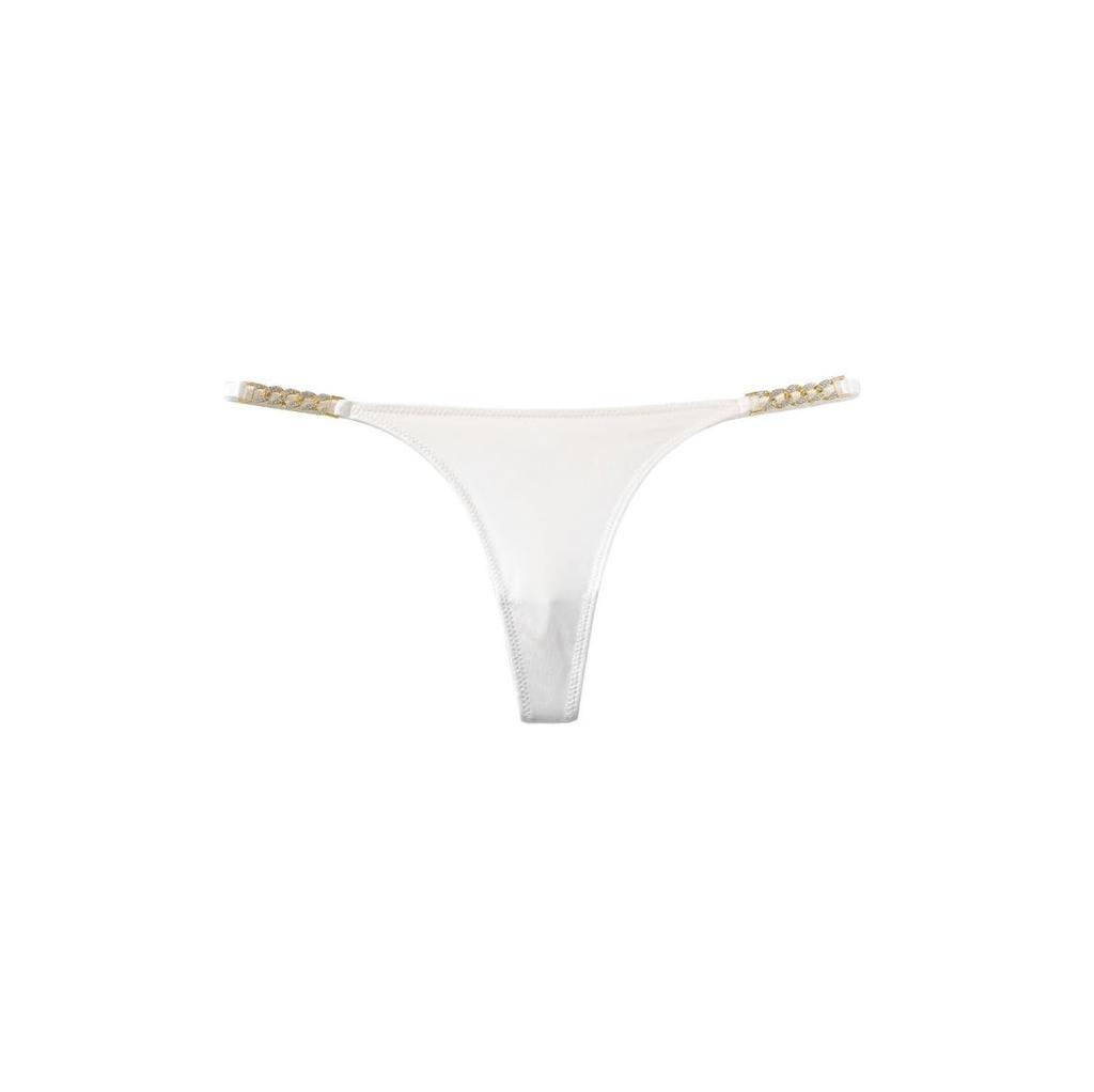 NICE SELECTION Panties with Sexy Satin Crotchless Women's T-Back Chains, Lingerie, (L, WHITE)