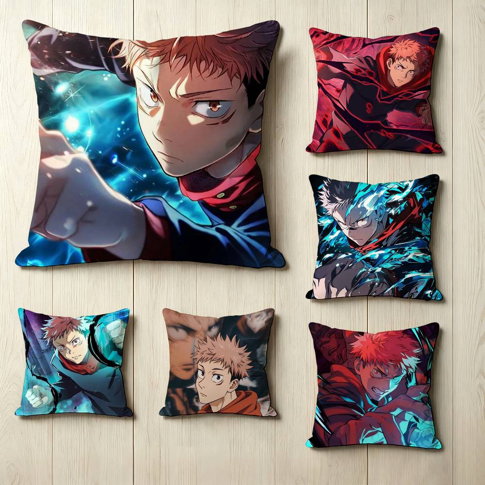 JJujutsu KKaisen Anime YYuji Itadori Square DoubleSided printed Pillow Case Bedroom Bedside Pillow Sofa Cushion Cover