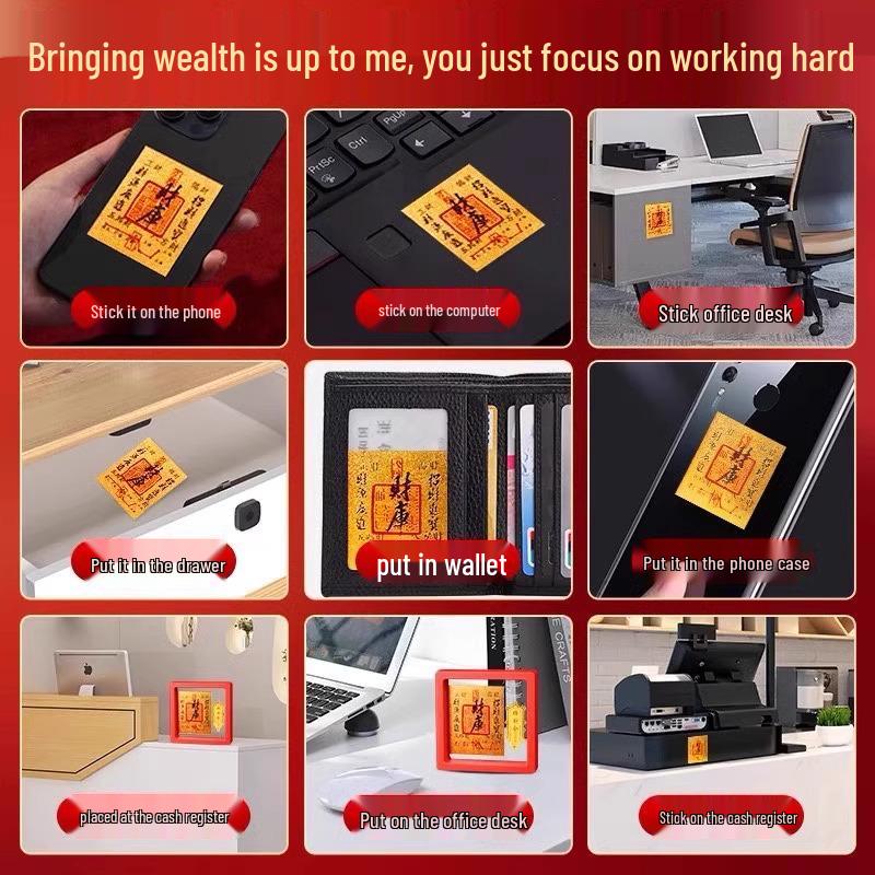 2025 Wealth Vault Gold Foil Mobile Phone Sticker: Attract Wealth & Treasure with New Style Replenish Supplies