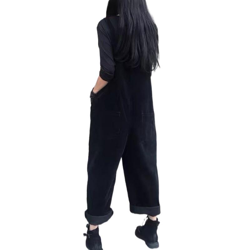 2023 Women's Versatile Plus Size Casual Loose Fit Wide Leg Overalls Jumpsuit