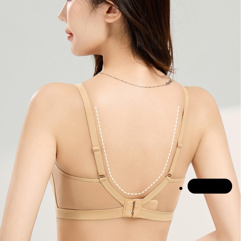 Invisible Bra Women's Mesh Fabric Breathable Gathering Underwear Seamless Bra Push Up Bra
