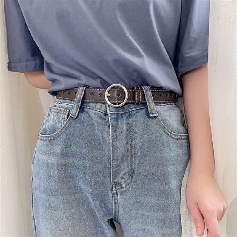 Elegant Minimalist Women's Pu Leather Belt Stylish Round Buckle Adjustable Fashion