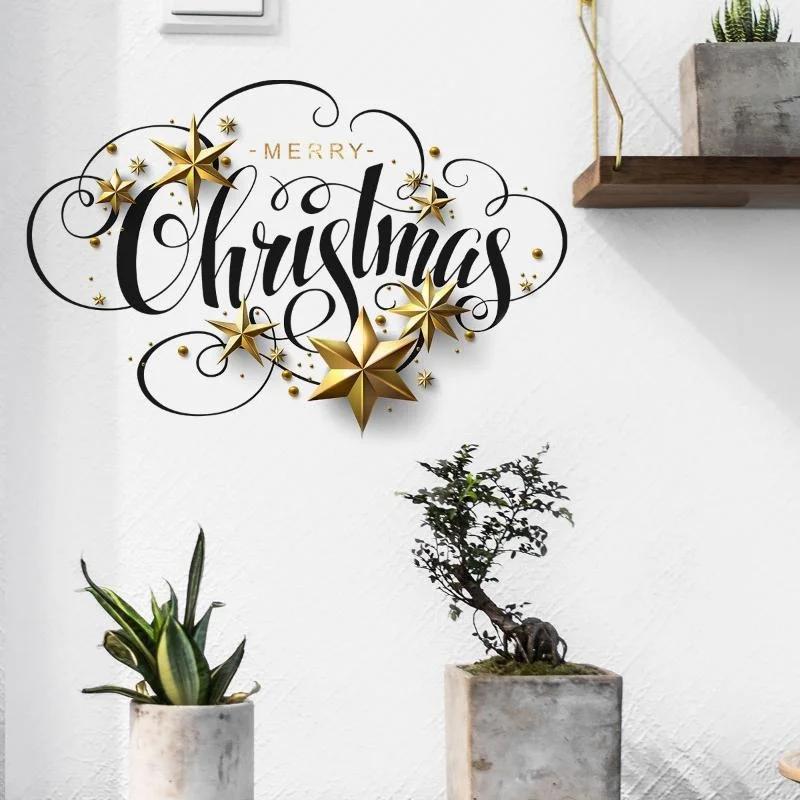 

Creative Christmas Wall Stickers Merry Christmas Background Wall Display Windows Living Room Christmas Decoration Stickers
