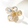 Luxus Kristall Blume Großer Offener Ring für Damen Trendiger Modischer Party Sommerurlaub Statement Schmuck