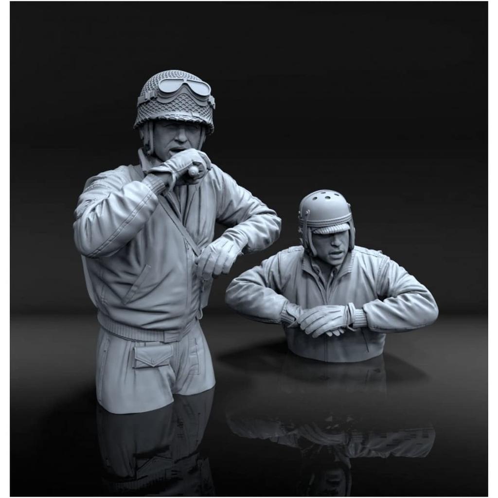 Royal Model 1/16 WWII U.S. Army Tank Crew Set No. 2 (On Alert), 2-Piece Resin Kit, RM1003
