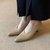 2025 Women's Loafers Leather Luxury Shoes Grade Beige Heels Black Pumps Square Toe Elegant  Shoes For Women
