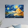 Tuxedo-Katzen-Stil Van Gogh Druck Heimdeko Wandkunst Sternennacht Ölgemälde Druck Leinwand Poster Katzenliebhaber Geschenk Schlafzimmerdeko