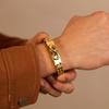 Gold Stainless Steel Infinity Bracelet Men Women Classic Cuban Link Chain Bracelet with ID Bar Romantic Gift