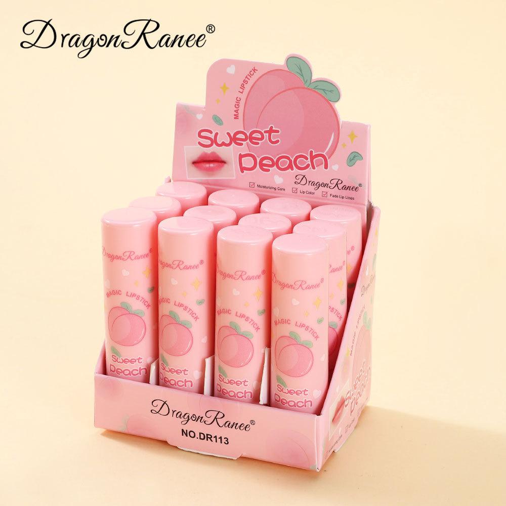 

Dragon Ranee Peach Color Changing Lip Balm Long Lasting Temperature Sensitive Lipstick Waterproof Moisturizing Repairing