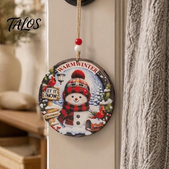 Christmas Gift Wrapping Tags Wooden Hanging Sign with Hemp Rope, Rustic Holiday Wall Decor Party Supplies for Home Decoration, Solid Wood Festive