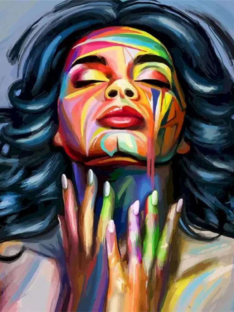 Diy5D Diamant pictură digitală abstractă figuri feminine mozaic cruce brodat perete digital pentru decorare cadou