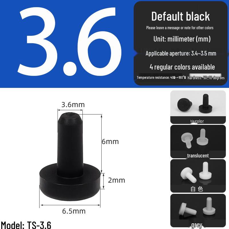 Black High-Temperature Resistant T-Shaped Silicone Stopper - Round Hole Rubber Gasket & Shock-Absorbing Blind Plug