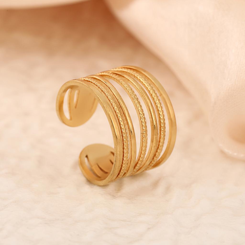 Stainless Steel Gold Color Rings Women Trendy Heart Moon Star Snake Open Rings Geometric Zircon Birthday Gift Wholesale