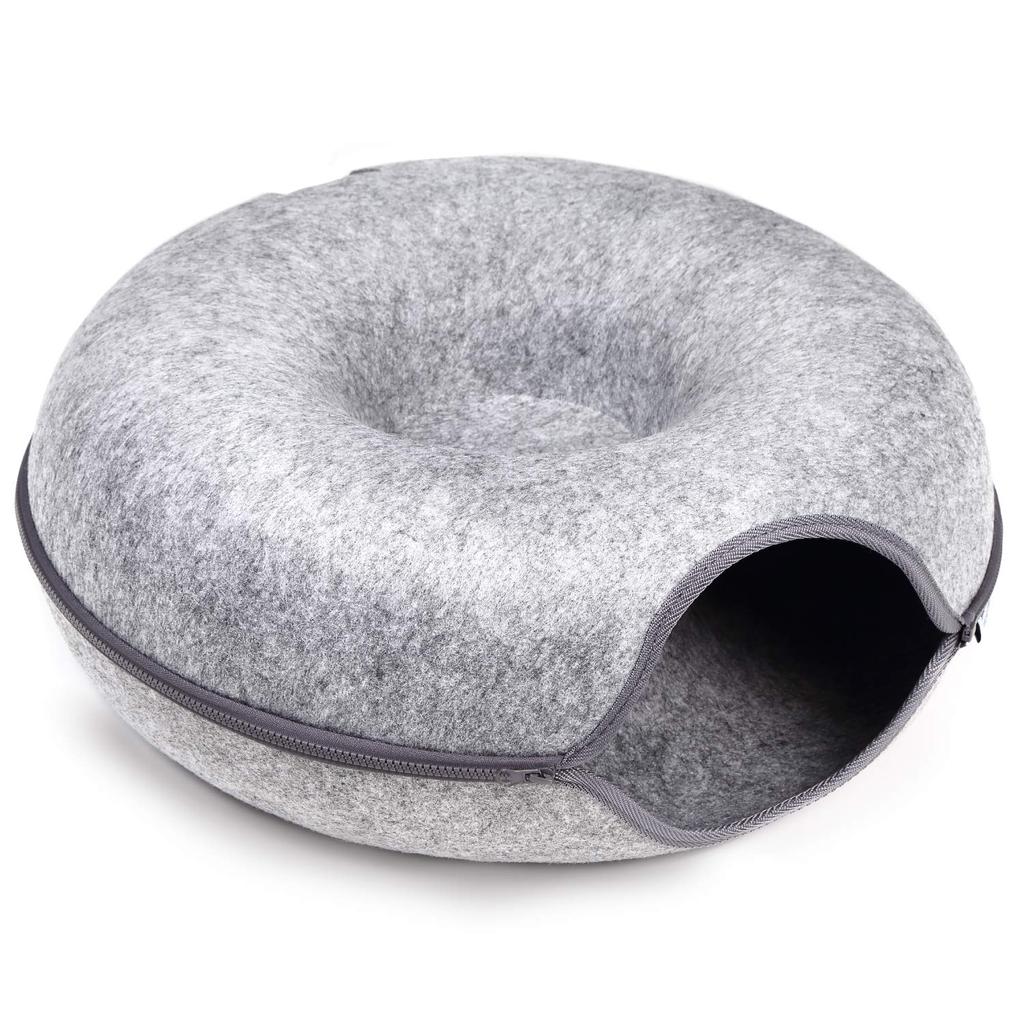 Nekonotomosha Nyan Donut Gray Washable Sturdy Felt Dome Shape Tunnel Cat Bed Cat House Separate []