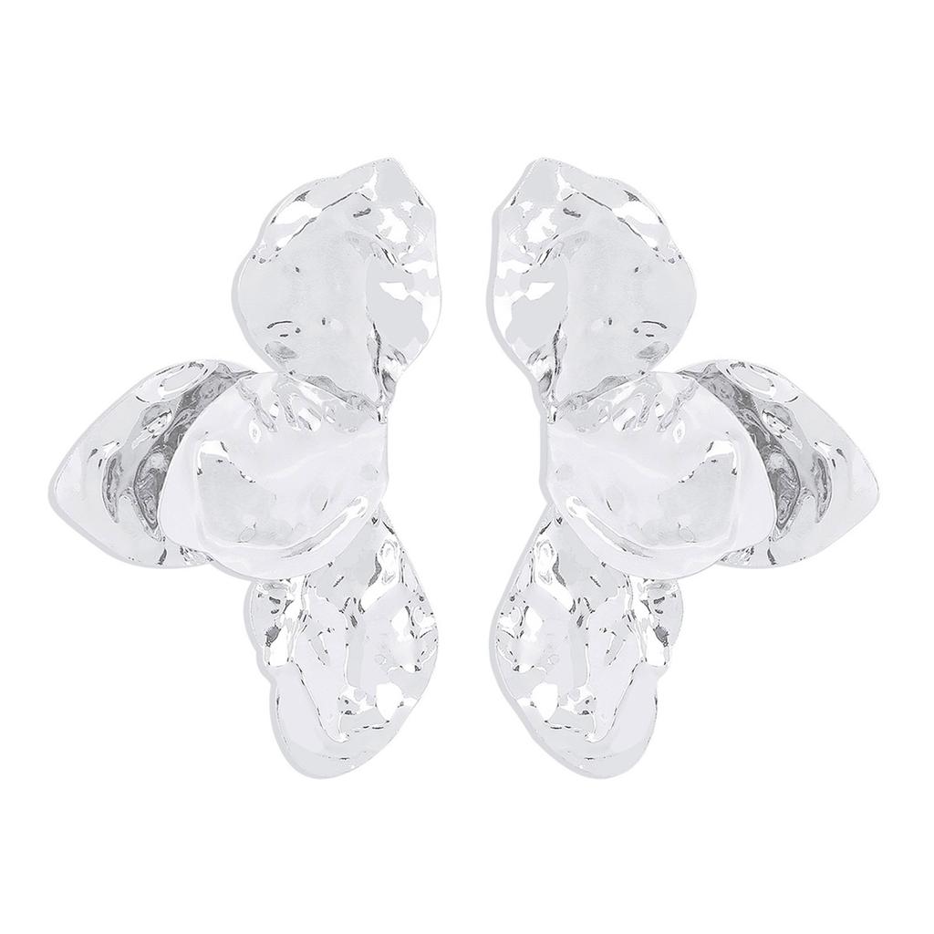 Elegant Textured Petal Earrings Unique Earrings Delicate Flower Earrings Iron Texture Suitable for Fashion Women Present
