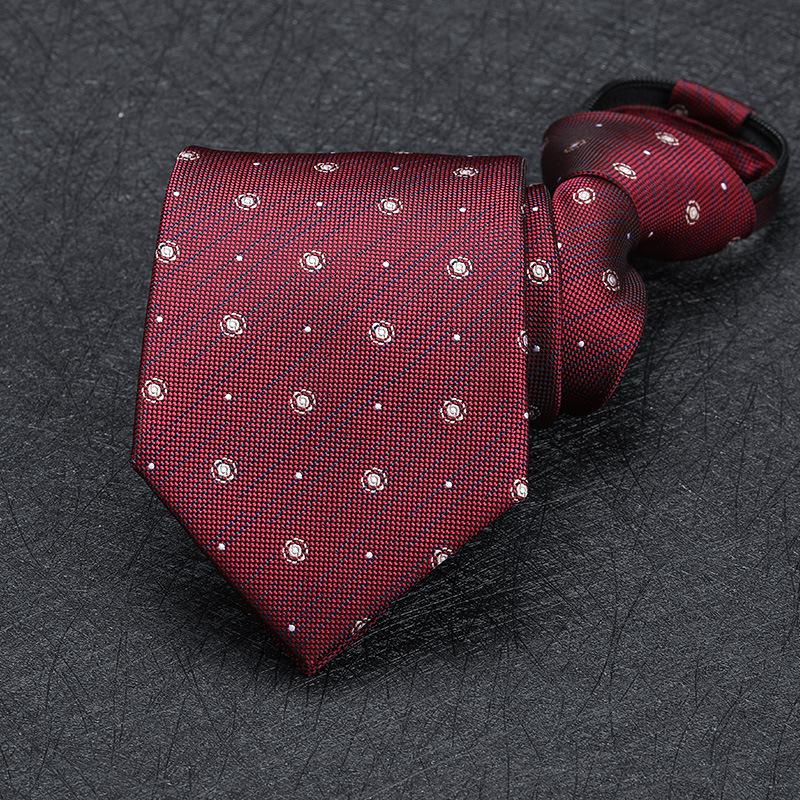 Men'S Zipper Free Dress Tie Business Red Black Professional Wedding Groom Korean Version Of A Pull Tie