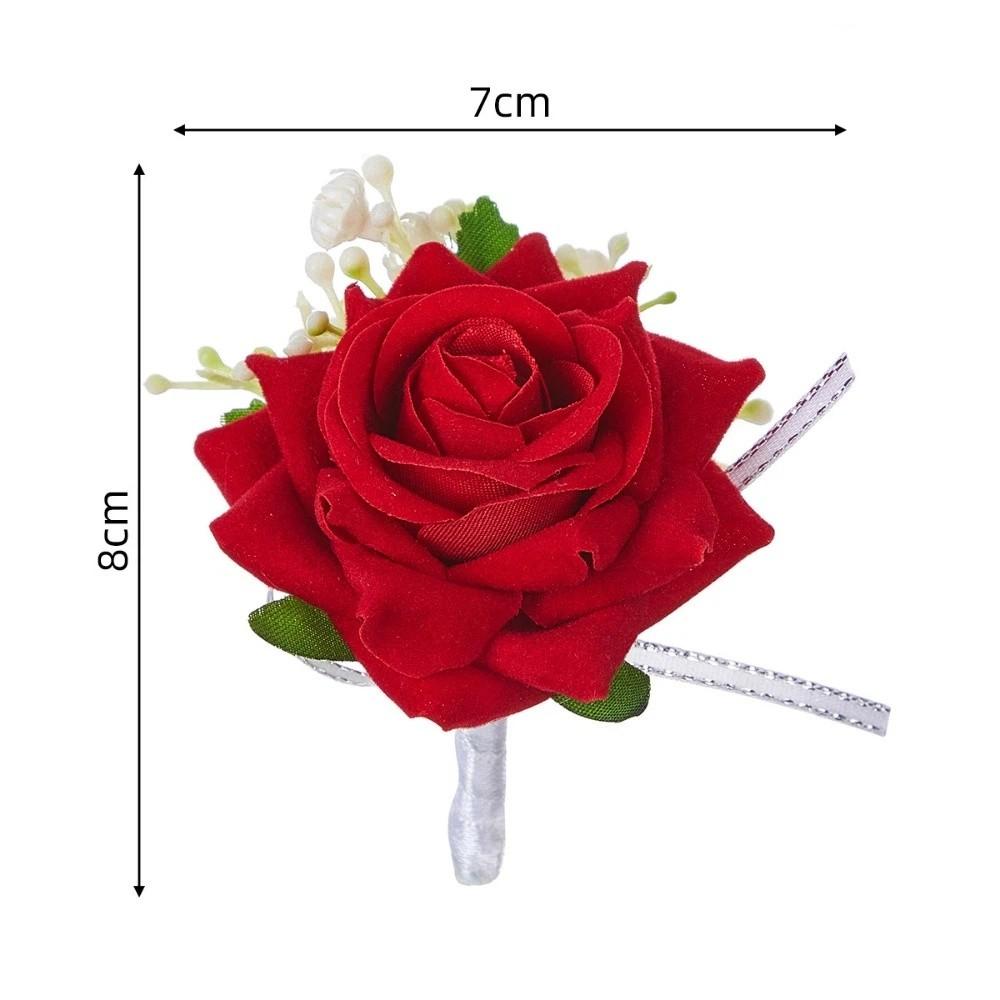 Handmade Wedding Brooch Silk Wrist Flower European Rose Boutonniere  Wedding Accessories