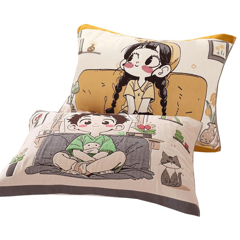 Хлопковые муслиновые наволочки в стиле Muji 52x75cm Pair