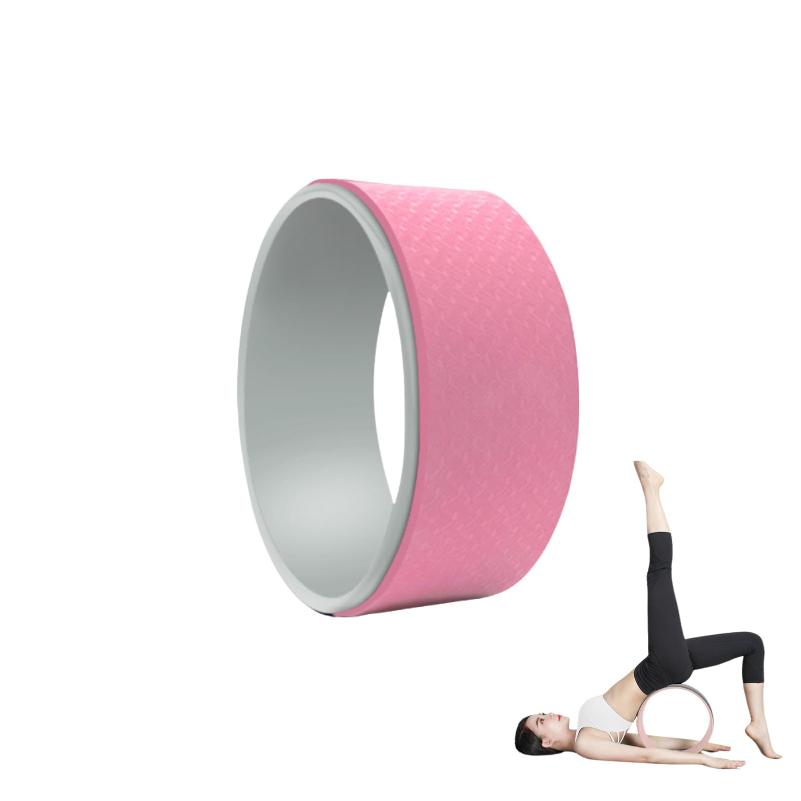 Sunny Glow Yoga Wheel Pilates Ring for Back Core Home Flexibility Backbends x Stretching, Care, Training, Yoga, Exercise, Improvement, (Pink Gray)