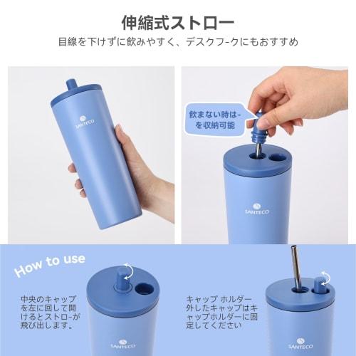 SANTECO Tumbler with Automatic Pop-Up Tube, Stainless Steel, Wide Mouth, Vacuum Insulated, Keeps Drinks Hot or Cold, with Lid, 750ml Capacity, for Gir