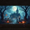 Feiertagsdekoration Mondnacht Halloween-Banner Süßes oder Saures Banner Dunkelblaue Farbe Gruseliges Banner Für Community-Event Themenbezogen