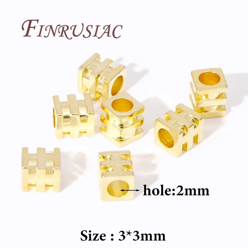 3X3MM Square Spacer Beads 18K Gold Plated Brass Cube Beads DIY Beading Jewelry Accessories,Spacer Separator Bead Wholesale