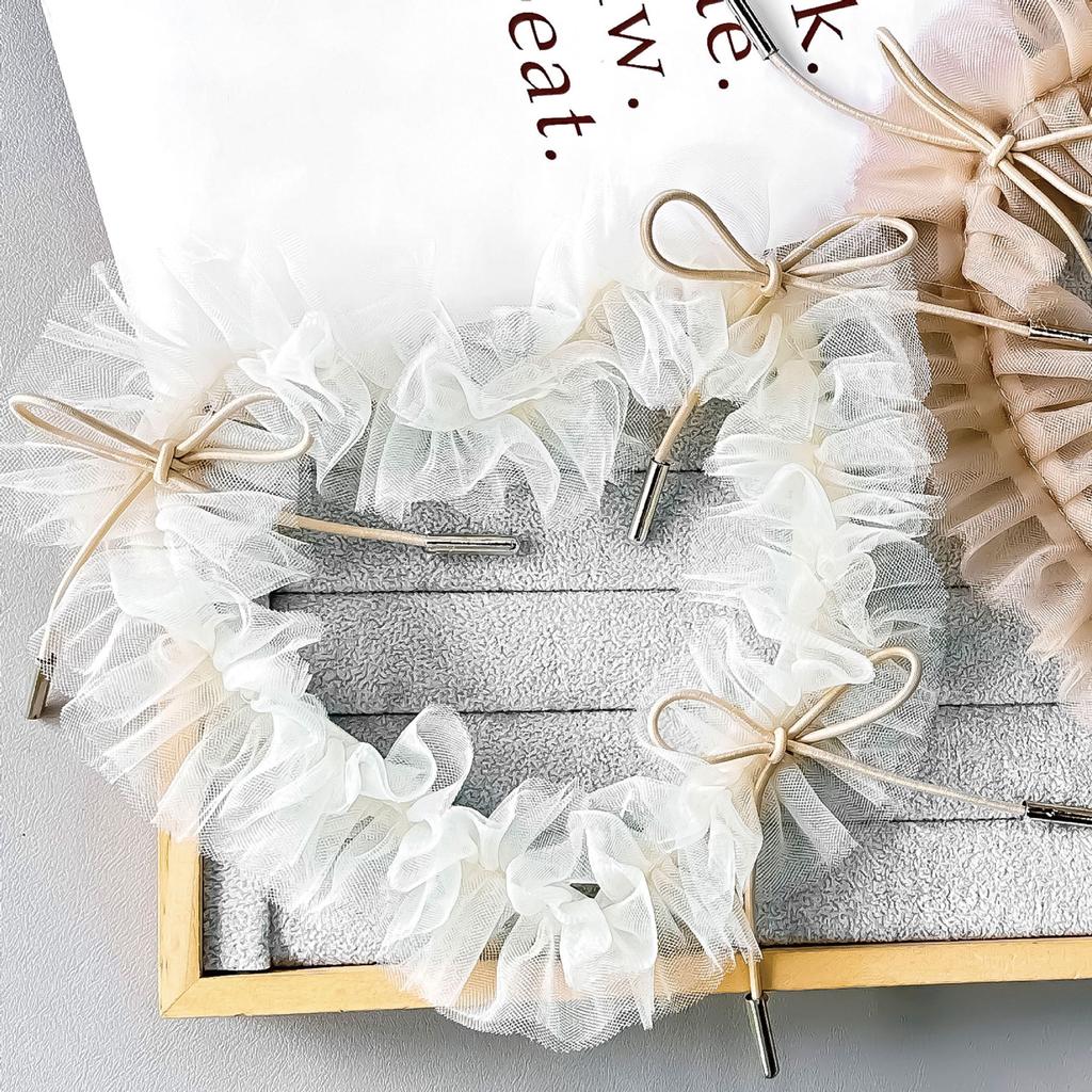 Irregular Mesh Pleated Lace Handmade Bow Heart-Shaped Decal Clothing Cloth Sticker Corsage