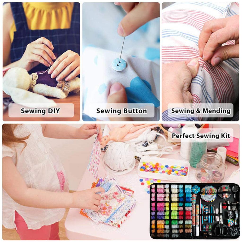 226Pcs Sewing Needle Thread Kit Portable Beginners Hand Sewing Supplies with 43 XL Spools Needles Scissors Sewing Accessories