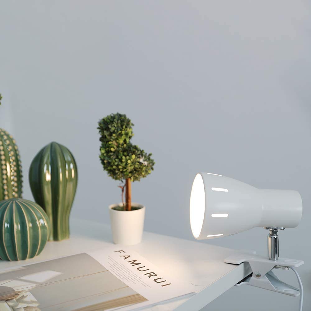 Community Lighting Clip Light Desk Light Dimmable LED Light Bulb 40W with Remote Control Compatible White Desk Lamp with Switch Stylish Outlet Type