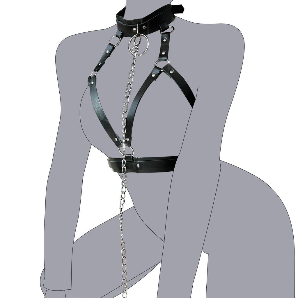 Women Sex Restraints Collar Neck Chest Harness Belt Adjustable Leather Erotic Waist Bondage Strap for Cosplay SM Sex Toys