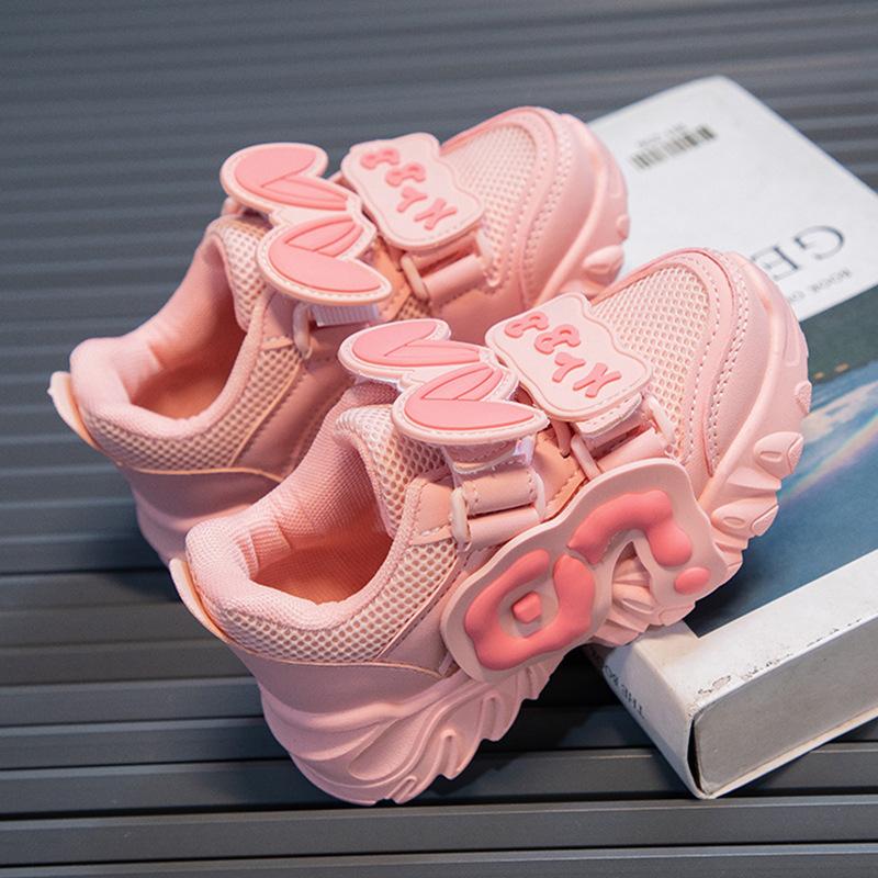 Kinder Netzschuhe Mädchen Sportschuhe Frühling und Herbst Neu Atmungsaktiv Mädchen Papa Schuhe Vielseitige Weichsohlige Laufschuhe