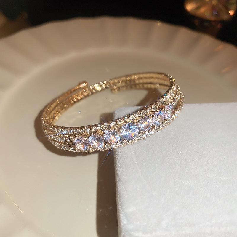 Elegant Zircon Letter Bracelet: Luxurious, Versatile, and Fashionable Women's Bangle